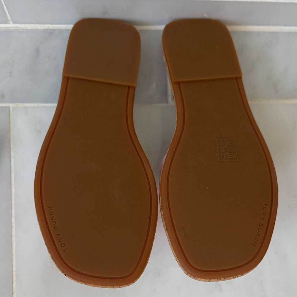 Tory Burch Pink Cork Slide Sandals with Logo - Picture 3 of 5